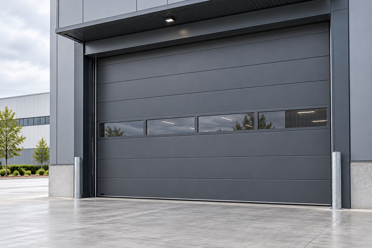 Graphite insulated sectional industrial garage door